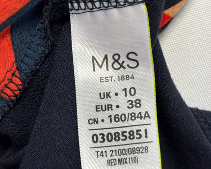 M&S Collection Red Mix Geometric Print Mixed-Media Top