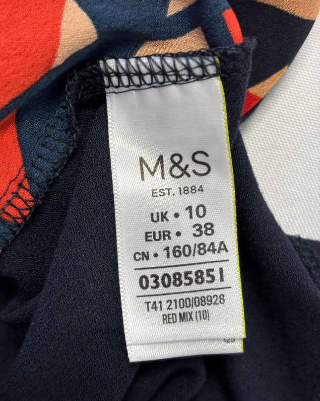 M&S Collection Red Mix Geometric Print Mixed-Media Top