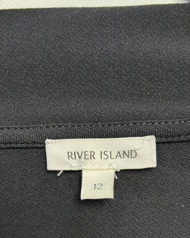 River Island Black V-Neck Belted Tunic Top