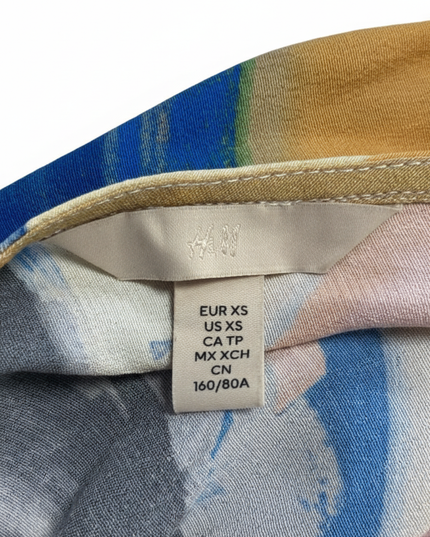 H&M Abstract Sunset Landscape Print Open Back Mini Dress