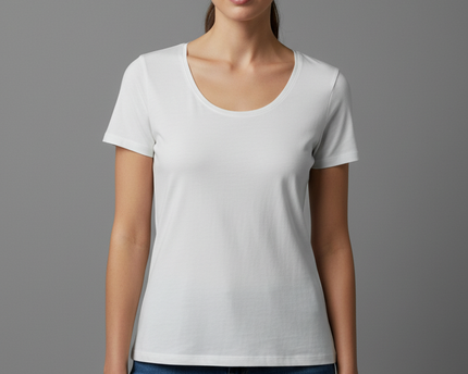 H&M White Scoop Neck Cotton T-Shirt