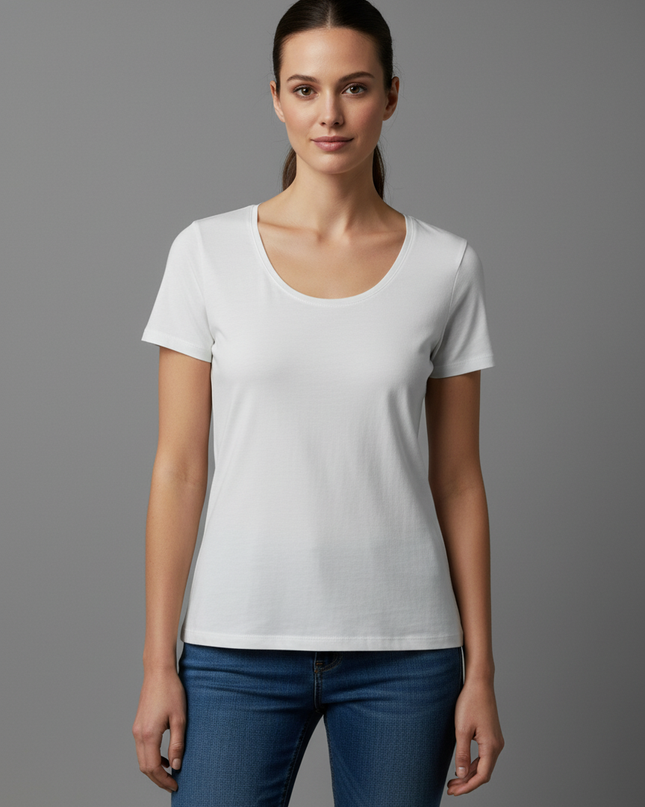 H&M White Scoop Neck Cotton T-Shirt