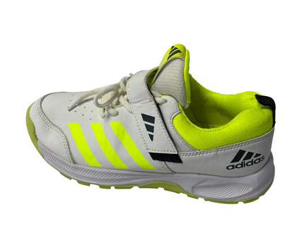 Adidas White Three-Stripes Cricket Shoes