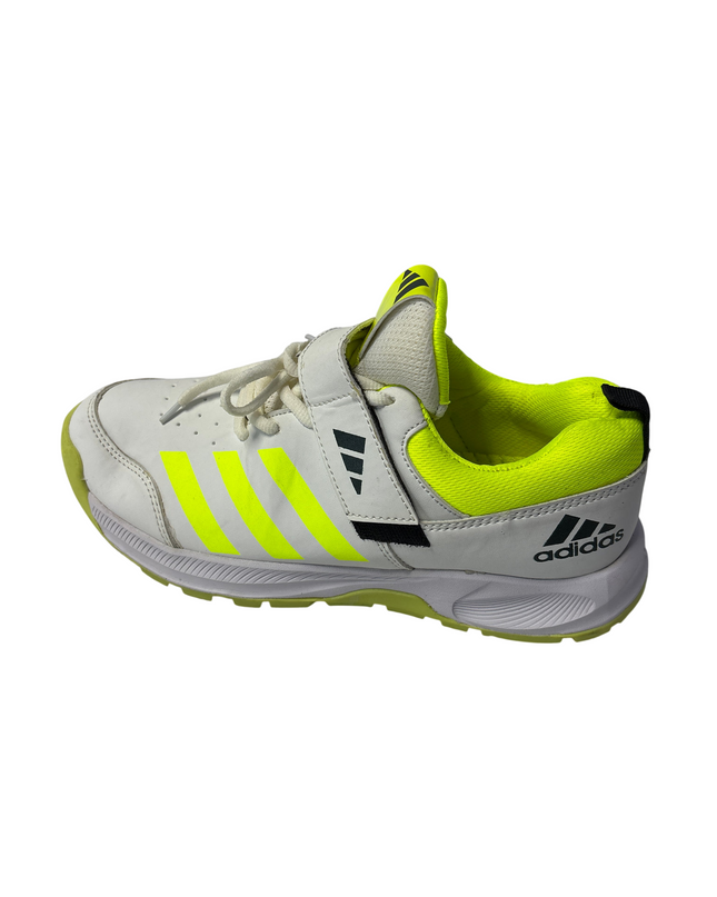 Adidas White Three-Stripes Cricket Shoes