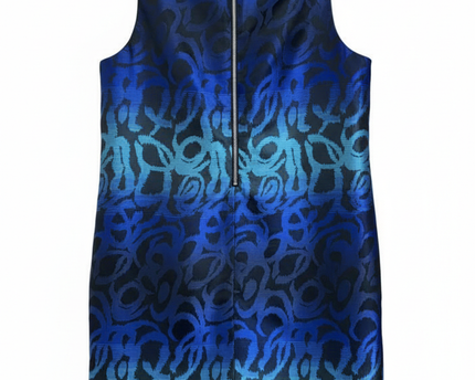Michael Kors Blue Abstract Ombre Brocade Shift Dress