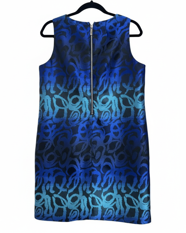Michael Kors Blue Abstract Ombre Brocade Shift Dress