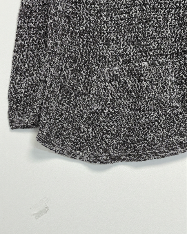 NIC+ZOE Black/White Open Knit V-Neck Sweater