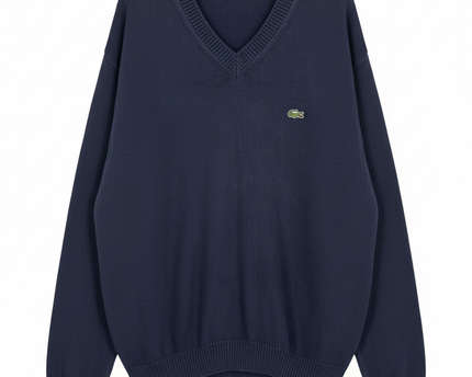Lacoste Navy Blue V-Neck Knitted Sweater