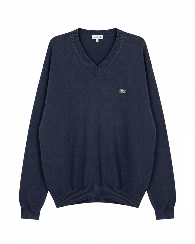 Lacoste Navy Blue V-Neck Knitted Sweater