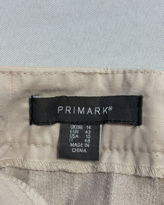 Primark Beige Faux Leather Pleated Midi Skirt