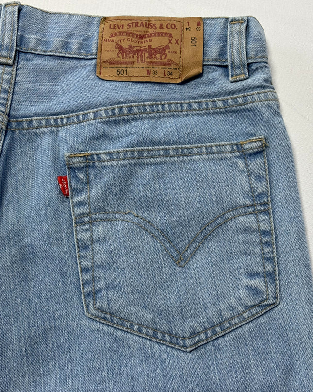 Levi's 501 Light Blue Straight Leg Button Fly Jeans