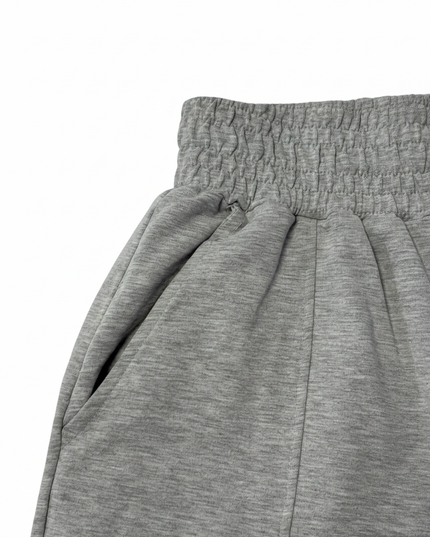 Bershka Gray High-Waisted Seam-Detail Jogger Pants
