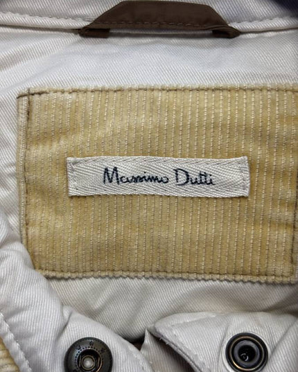 Massimo Dutti Beige Quilted Corduroy Collar Shirt Jacket