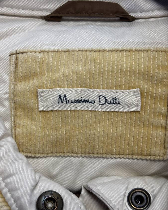 Massimo Dutti Beige Quilted Corduroy Collar Shirt Jacket
