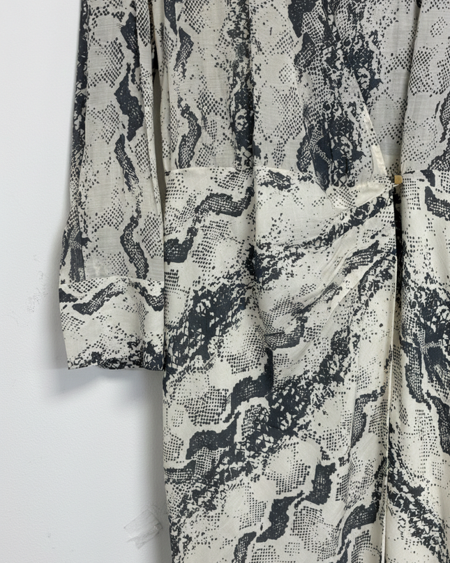 MNG Snakeskin Print Wrap Midi Dress