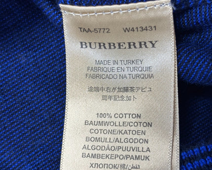Burberry London Blue V-Neck Striped Cotton Sweater