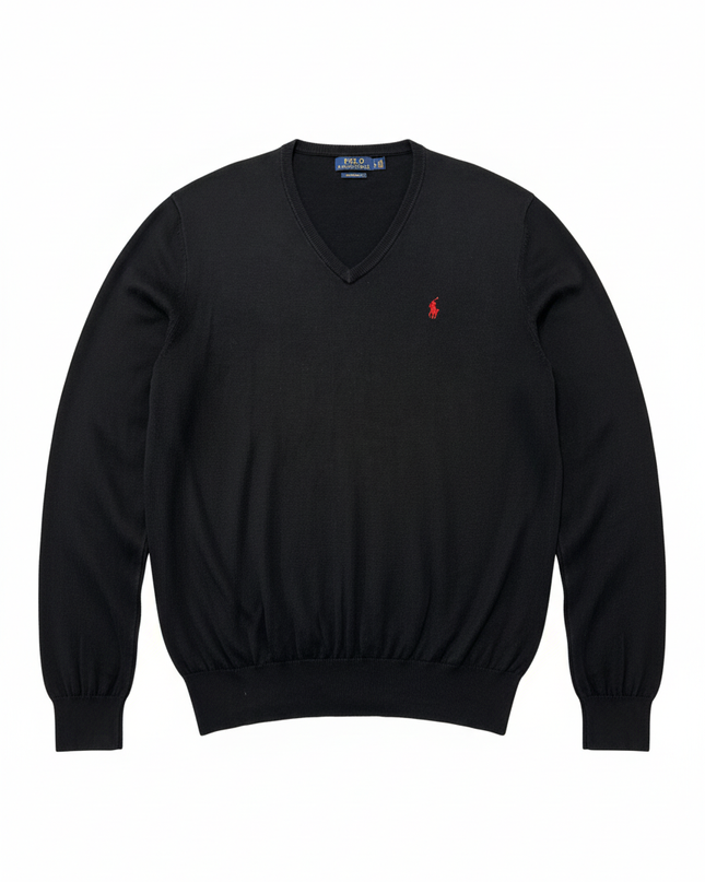Polo Ralph Lauren Black Pima Cotton V-Neck Sweater