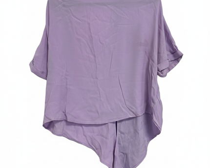KIABI Purple V-Neck Button-Front Tie-Hem Blouse