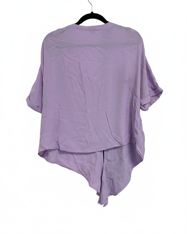 KIABI Purple V-Neck Button-Front Tie-Hem Blouse