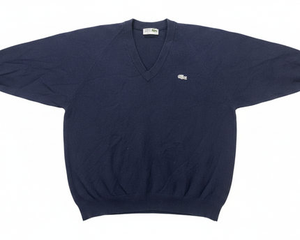 Lacoste Navy V-Neck Knit Sweater