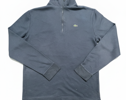 Lacoste Navy Blue Quarter-Zip Piqué Sweater