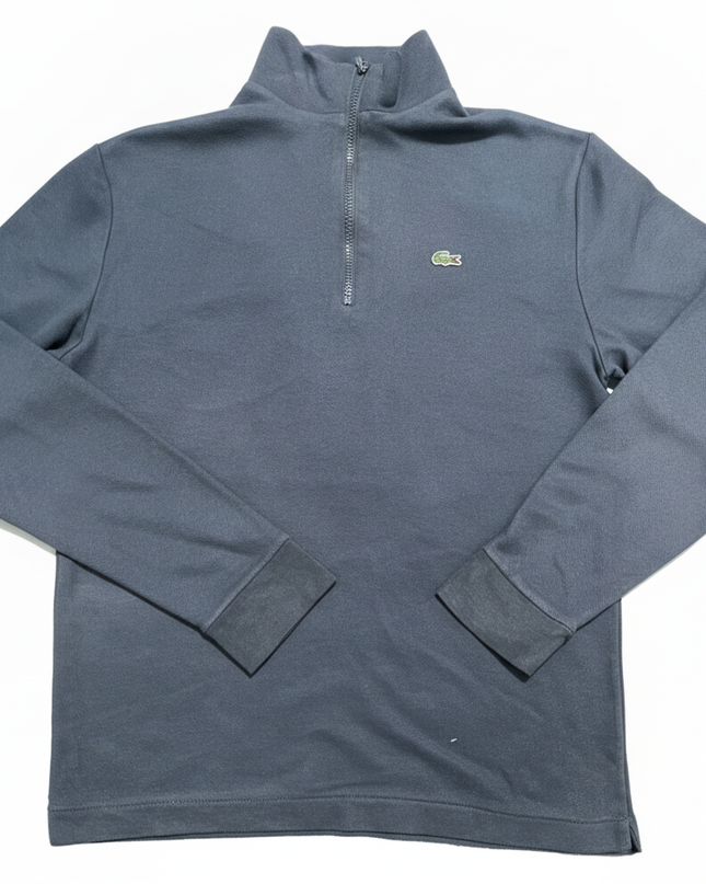 Lacoste Navy Blue Quarter-Zip Piqué Sweater