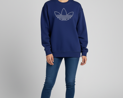 Adidas Navy Blue Trefoil Outline Sweatshirt