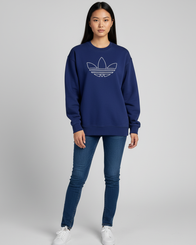 Adidas Navy Blue Trefoil Outline Sweatshirt