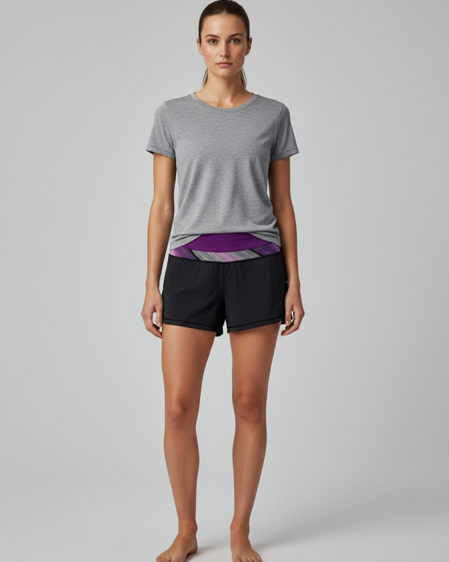 Lululemon Black/Purple Sports Shorts