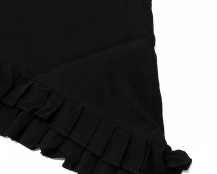 Stradivarius Black Asymmetrical Ruffle Hem Midi Skirt