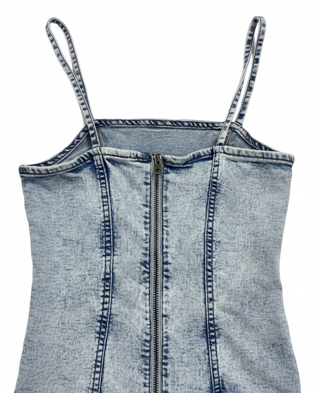 DIVIDED H&M Light Blue Acid Wash Denim Mini Dress