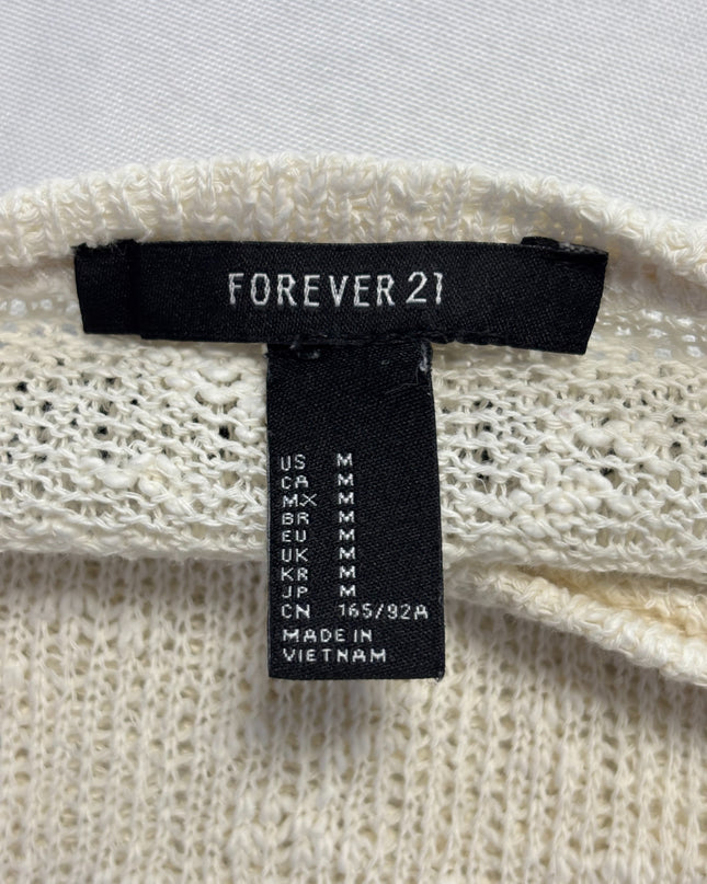 Forever 21 Cream Open Knit Cropped Sweater
