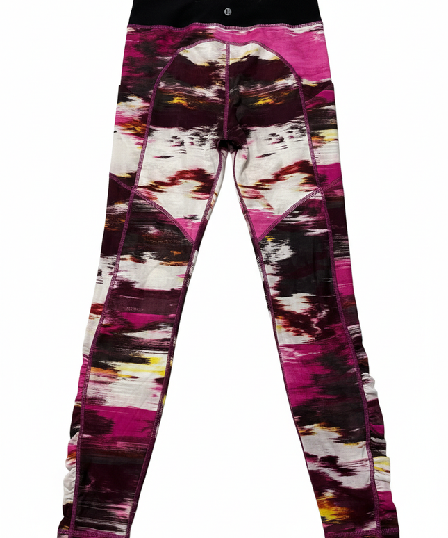 Lululemon Vibrant Abstract Print Ruched Ankle Leggings