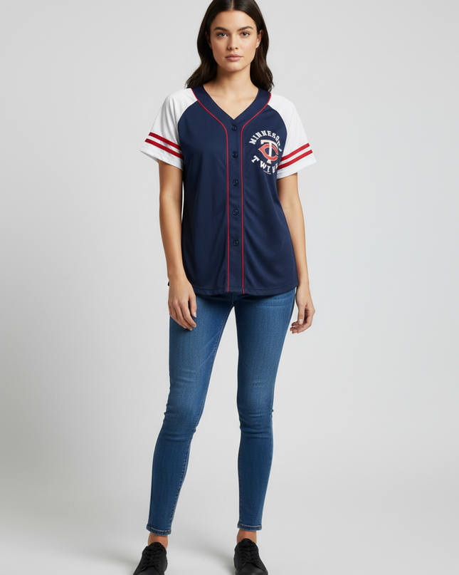 Campus Lifestyle Navy Blue Minnesota Twins MLB Women's Baseball Jersey