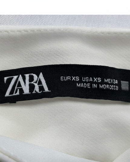 Zara White Asymmetrical Front Slit Tailored Mini Skort