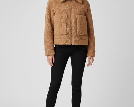 Princess Polly Brown Teddy Faux Fur Zip-Up Jacket