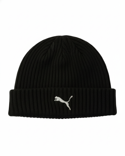Puma Black Ribbed Knit Beanie