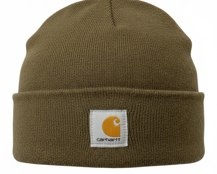 Carhartt Olive Green Knit Minimal Workwear Style Beanie