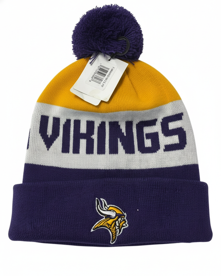 NFL Minnesota Vikings Colorblock Pom Beanie - With Tags