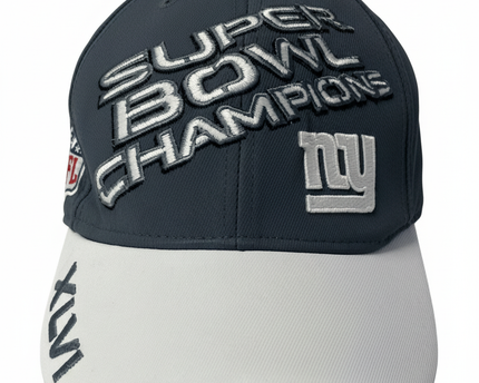 NFL Super Bowl XLVI Champions Pinstripe Grey & White Cap