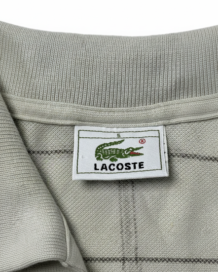 Lacoste Vintage Grey Grid Windowpane Polo Shirt