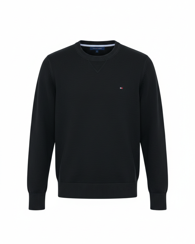 Tommy Hilfiger Black Premium Cotton Crewneck Sweater