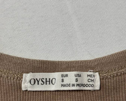 Oysho Brown Ribbed Racerback Tank Top