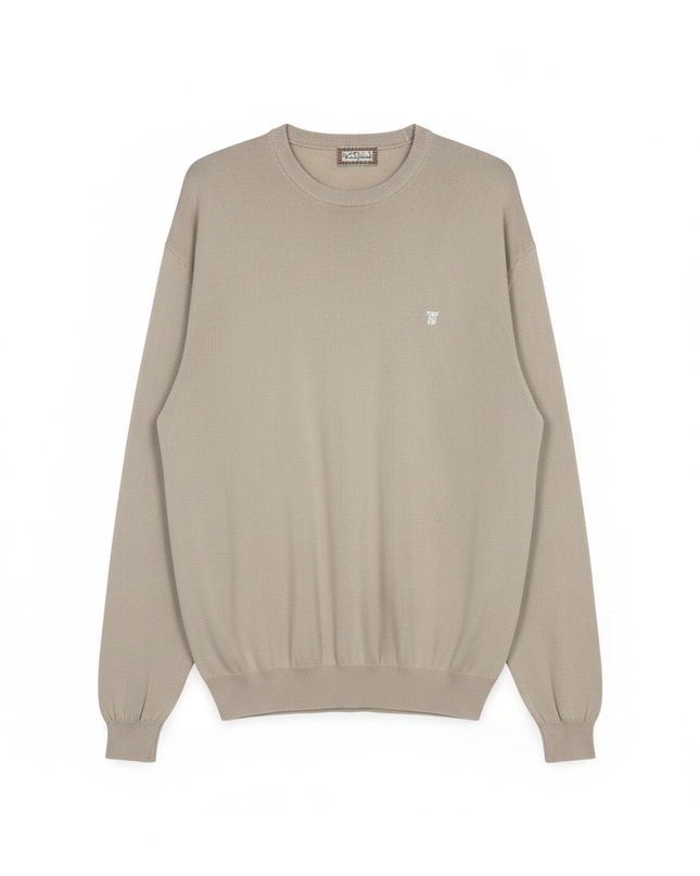 Thomas Burberry Beige Crew Neck Knit Sweater