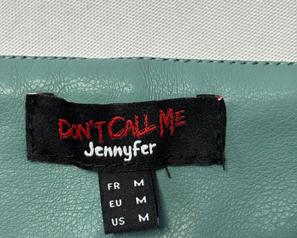 Don't Call Me Jennyfer Green Water Faux Leather Belted Mini Skirt