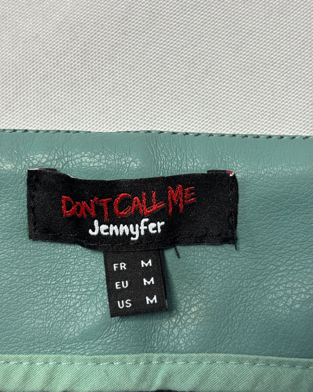 Don't Call Me Jennyfer Green Water Faux Leather Belted Mini Skirt