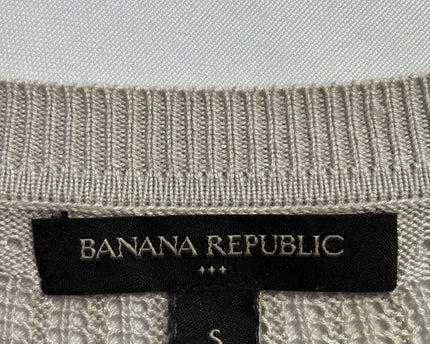 Banana Republic Grey Pointelle Knit Long Sleeve Sweater