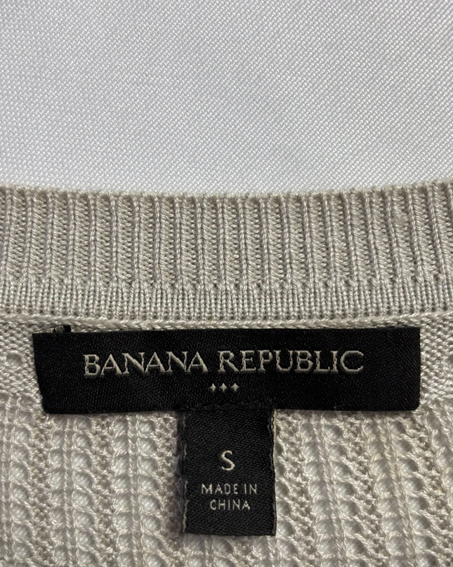 Banana Republic Grey Pointelle Knit Long Sleeve Sweater