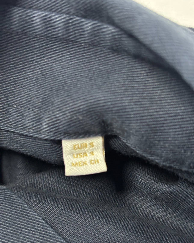 Massimo Dutti Navy Blue Cotton Twill Long Sleeve Shirt