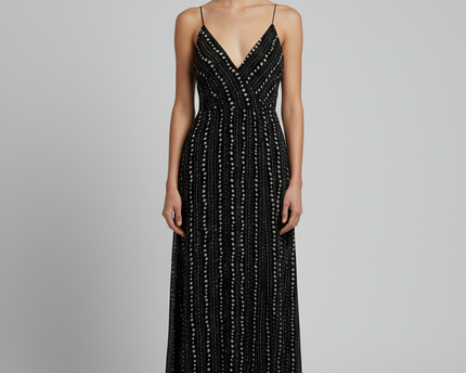 Ecote Black Patterned Halter Maxi Dress